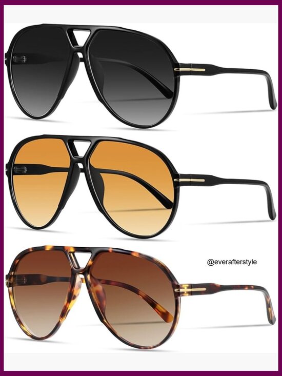 Oversized Retro Aviator Sunglasses Large Frame UV400 Protection main image 4